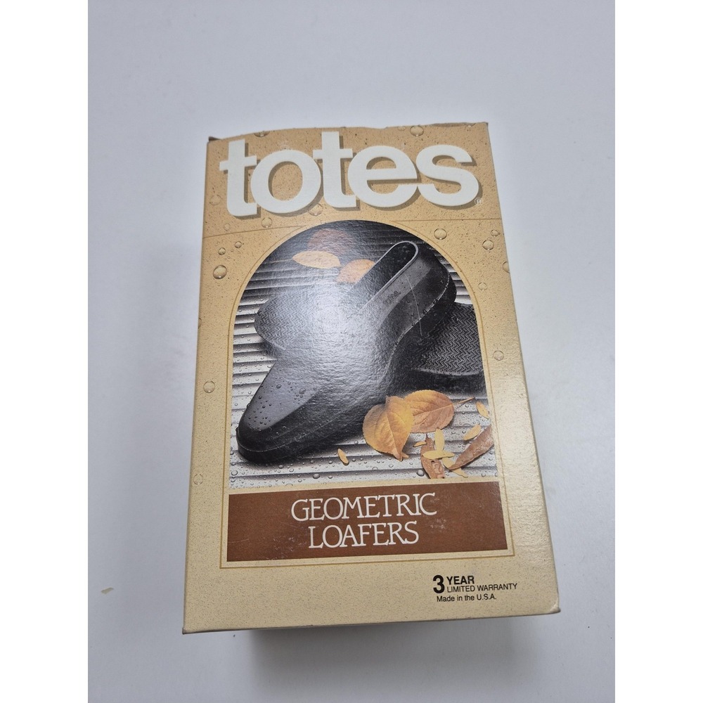 Vintage Totes Geometric Loafers Shoes Mens Size 8 Black Rubber Waterproof USA